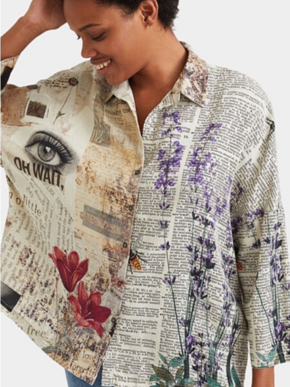 Desigual The New York Oversized Floral Print  Shirt Large
